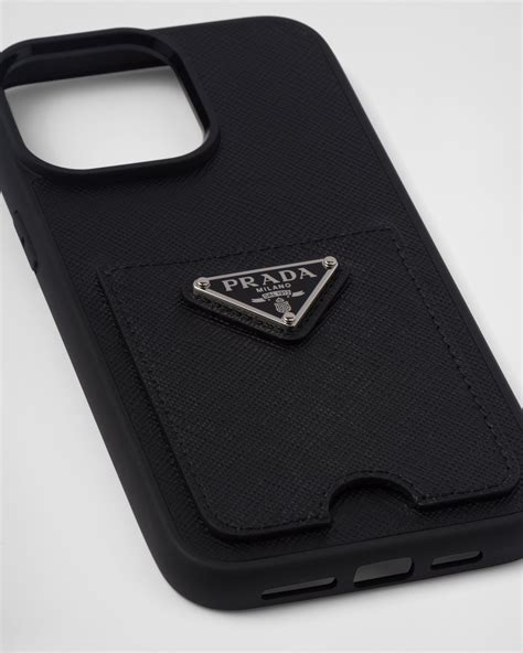 prada phone case 14 pro max|Black Saffiano Leather Cover For Iphone 14 Pro Max .